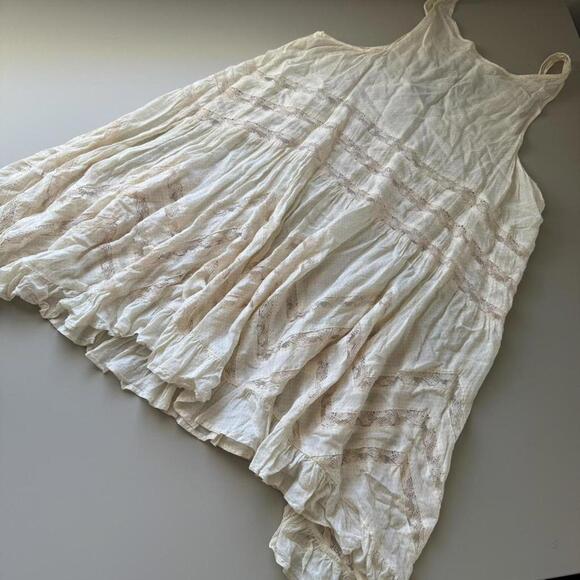 Free People Voile and Lace Trapeze Slip Dress in Tea SMALL EUC - Picture 5 of 9